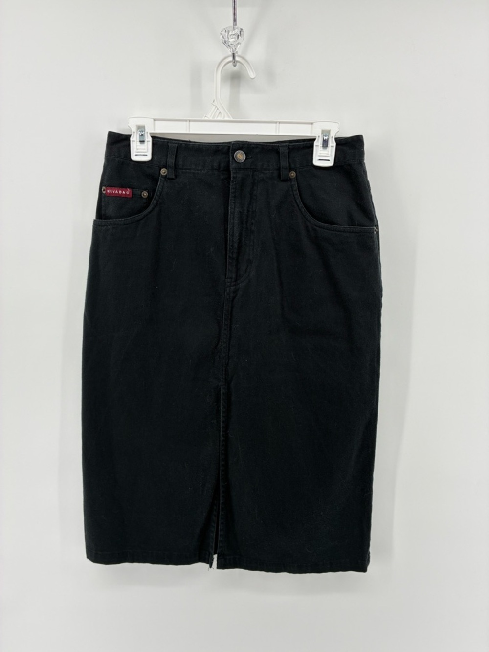Vintage Nevada Front Slit Black Denim Skirt